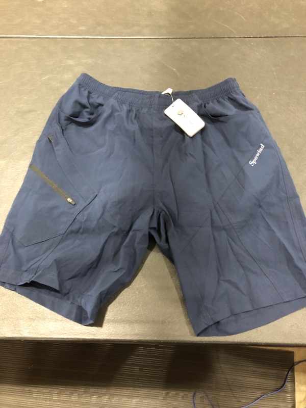 Photo 2 of Men's Mountain Bike Shorts 3D Padded Lightweight Loose-Fit MTB Bike Shorts Blue, Large