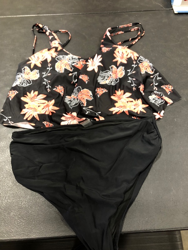 Photo 2 of SIZE  X LARGE -SouqFone Swimsuits for Women Two Piece Bathing Suits Ruffled Flounce Top with High Waisted Bottom Bikini Set
