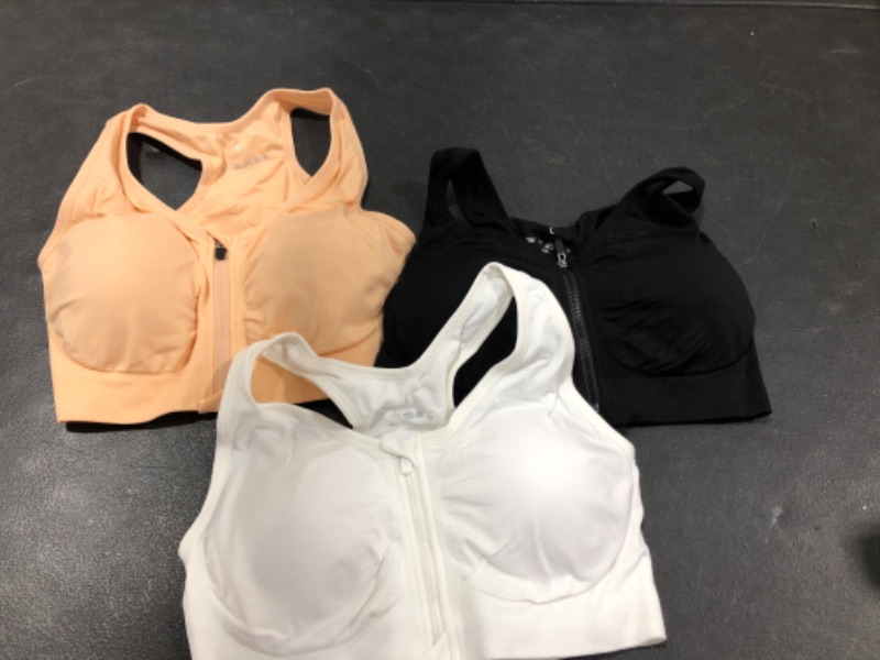 Photo 2 of SIZE LARGE -Women's Zip Front Sports Bra Wireless Post-Surgery Bra Active Yoga Sports Bras
