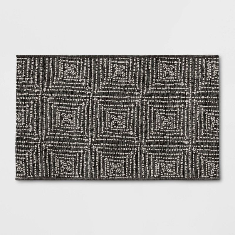 Photo 1 of 2'6" X 4'2" Diamond Pixel Outdoor Rug Black - Project 62™
