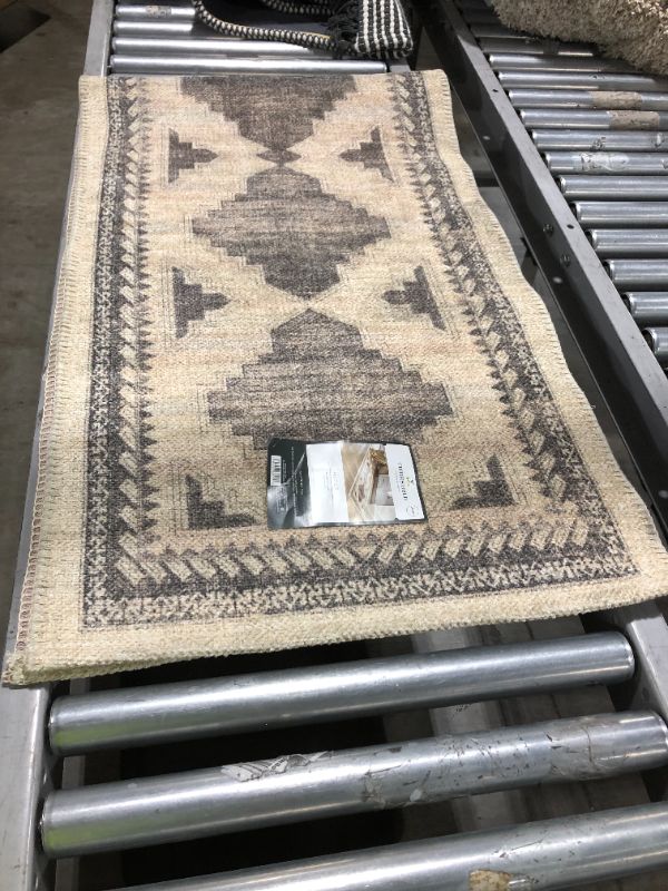 Photo 2 of 2'x7' Runner Cromwell Washable Printed Persian Style Rug Tan - Threshold™
