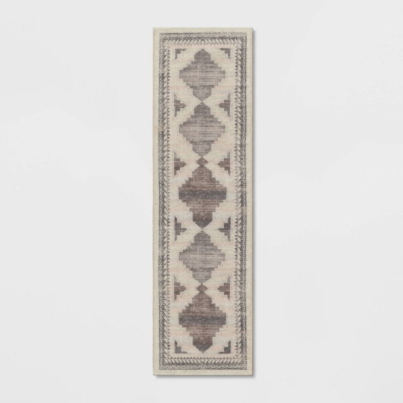 Photo 1 of 2'x7' Runner Cromwell Washable Printed Persian Style Rug Tan - Threshold™
