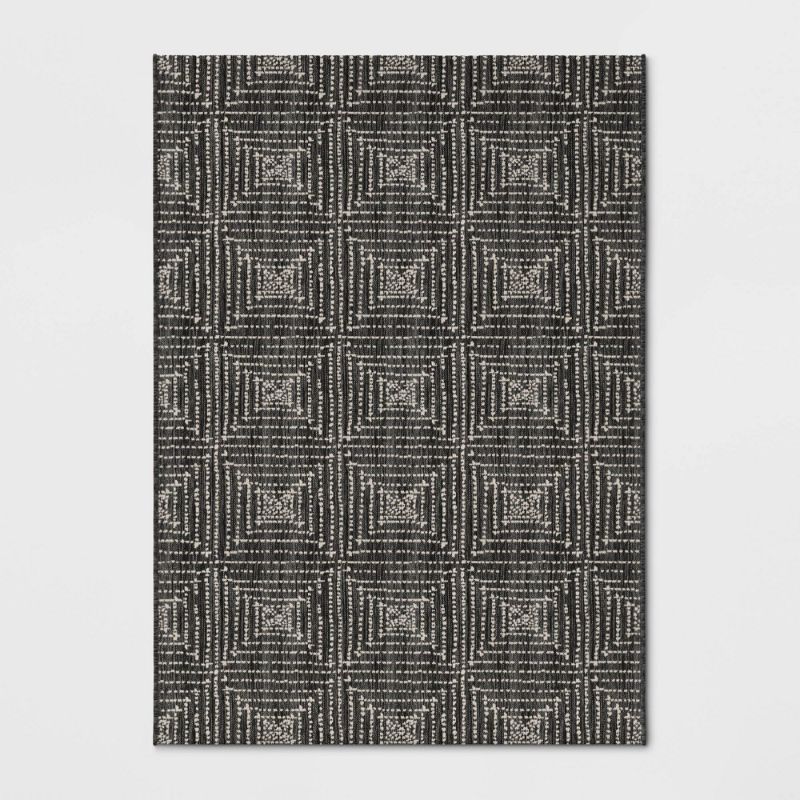 Photo 1 of 5' X 7' Diamond Pixel Outdoor Rug Black - Project 62™
