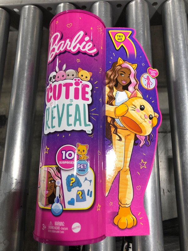 Photo 1 of Barbie Cutie Reveal Doll with Plush Animal Costume and 10 Surprises Including Mini Pet and Color Change