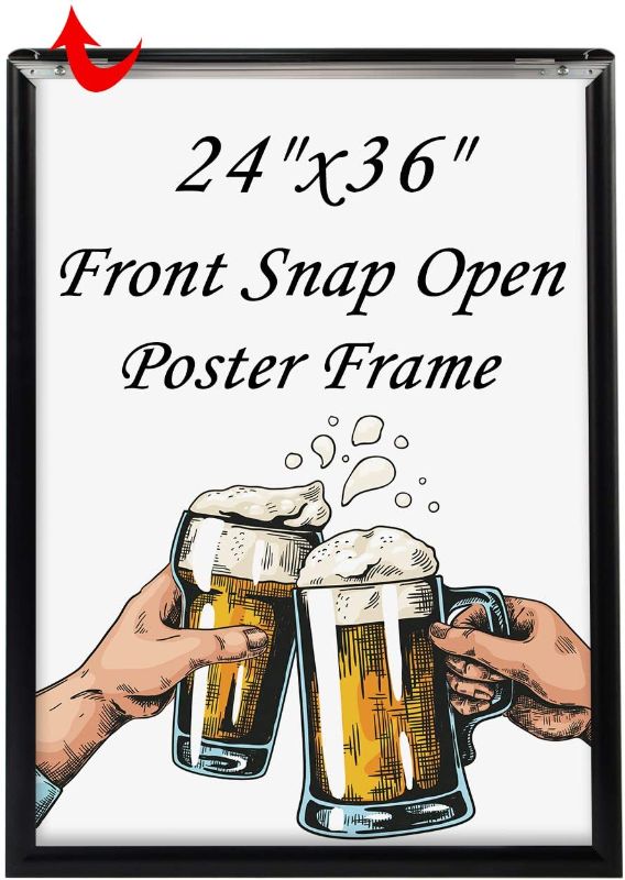 Photo 1 of 24 x 36 Inches Picture Frame - Poster Frame Wall Mounting Document Certificate Frames - Aluminum with 1 PVC Transparent Protective Film, 1" Profile Black Wall Mounted Display Picture/Photo
