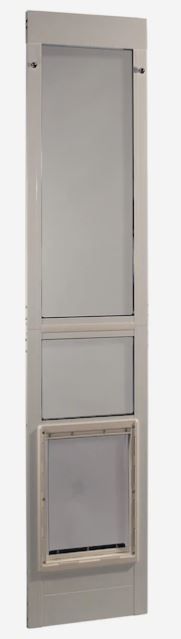 Photo 1 of  Aluminum Pet Patio Door, Adjustable Height 77-5/8" to 80-3/8", 10-1/2" x 15" Flap Size, White. Single Pane Clear Tempered Glass
