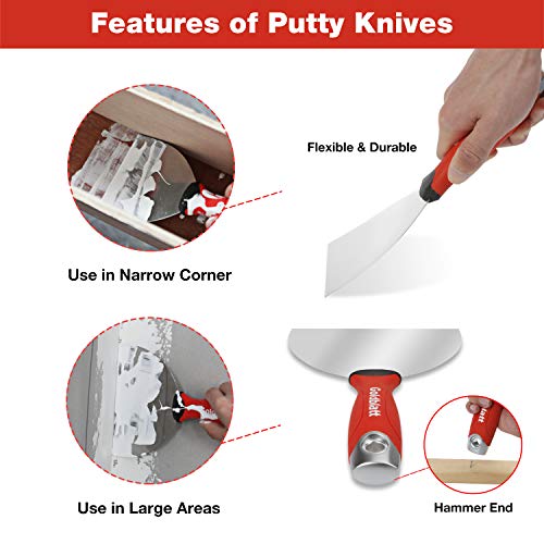 Photo 2 of 5 Piece Goldblatt Drywall Hand Tool Kit - Stainless Steel Joint Knife, Taping Knives, Paint Scraper & Mud Pan