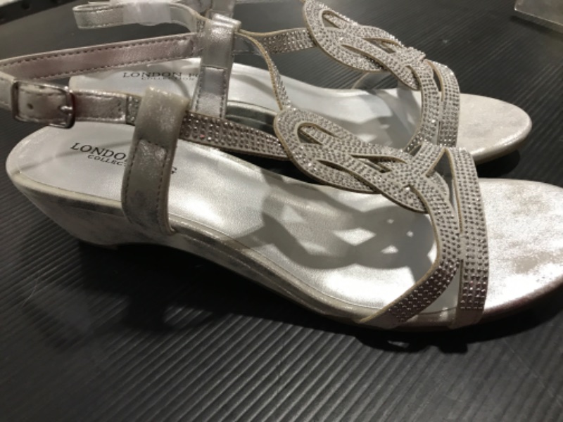 Photo 3 of [Size 9] London Fog Womens Macey Demi-Wedge Dress Sandals [Silver]