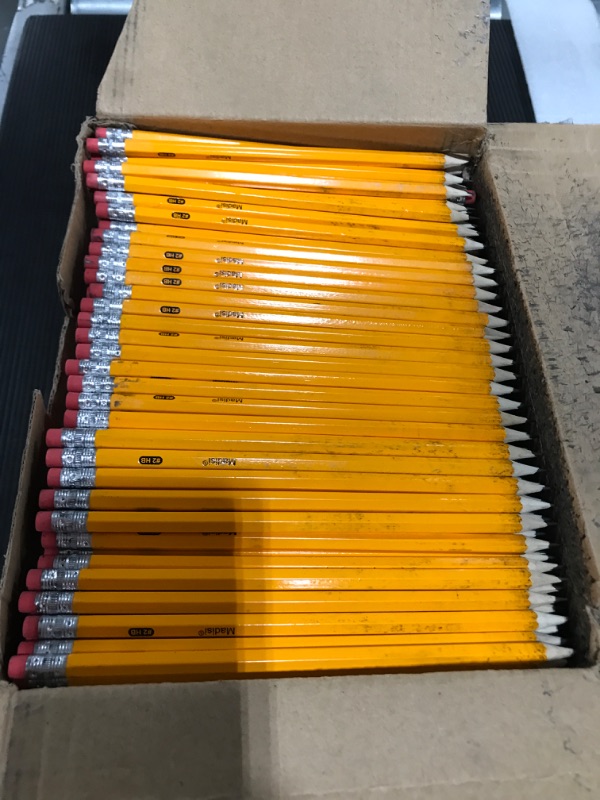 Photo 3 of Wood-Cased #2 HB Pencils, Yellow, Pre-sharpened, Class Pack, 576 pencils in box by Madisi