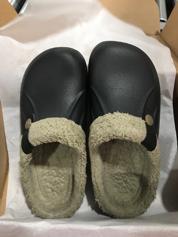 Photo 4 of [Size 37/38] Beslip Classic Fur Lined Clog Waterproof Winter House Slippers for Women [Black/Khaki]