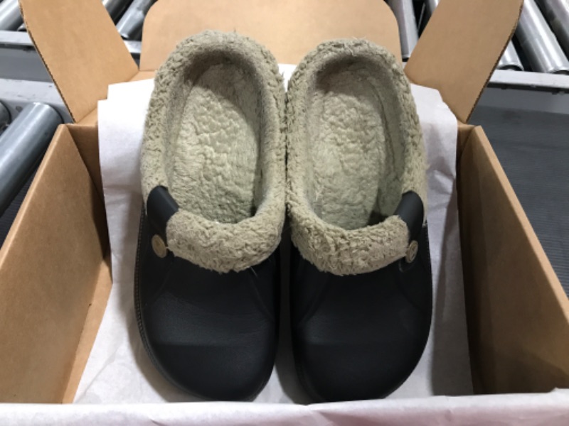 Photo 3 of [Size 37/38] Beslip Classic Fur Lined Clog Waterproof Winter House Slippers for Women [Black/Khaki]