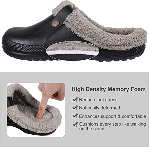 Photo 1 of [Size 37/38] Beslip Classic Fur Lined Clog Waterproof Winter House Slippers for Women [Black/Khaki]