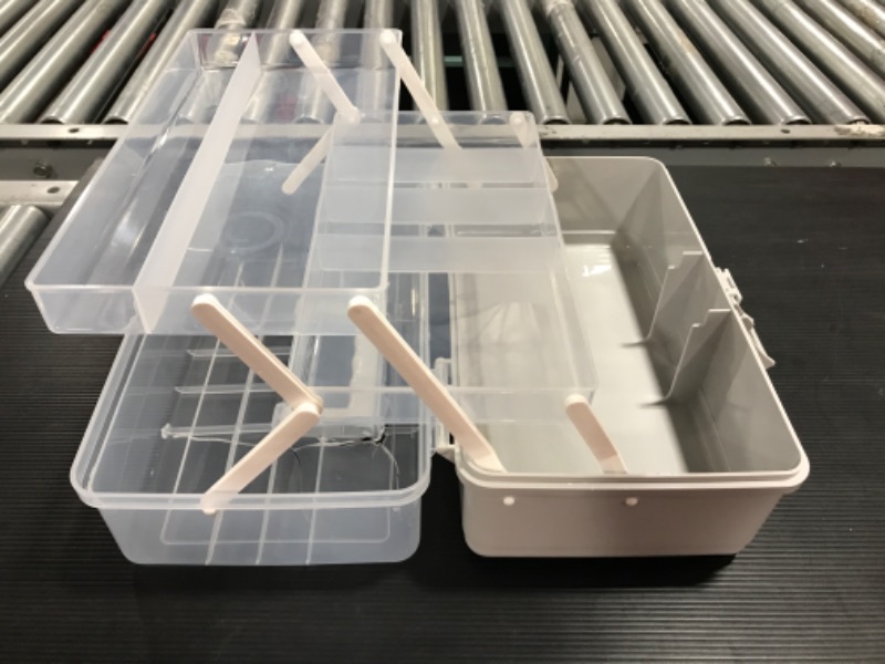 Photo 1 of Art Supply Storage, 3-Layers Plastic Sewing Craft Box with Handle