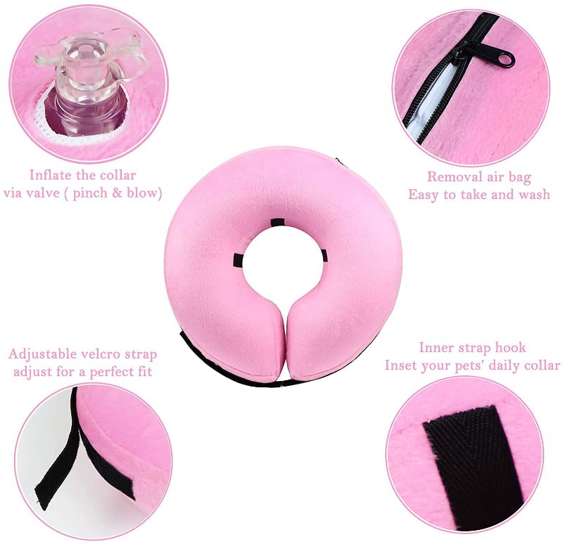 Photo 3 of [Size M] Katoggy Inflatable Dog Cone Collar for Soft Protective Recovery [Pink]