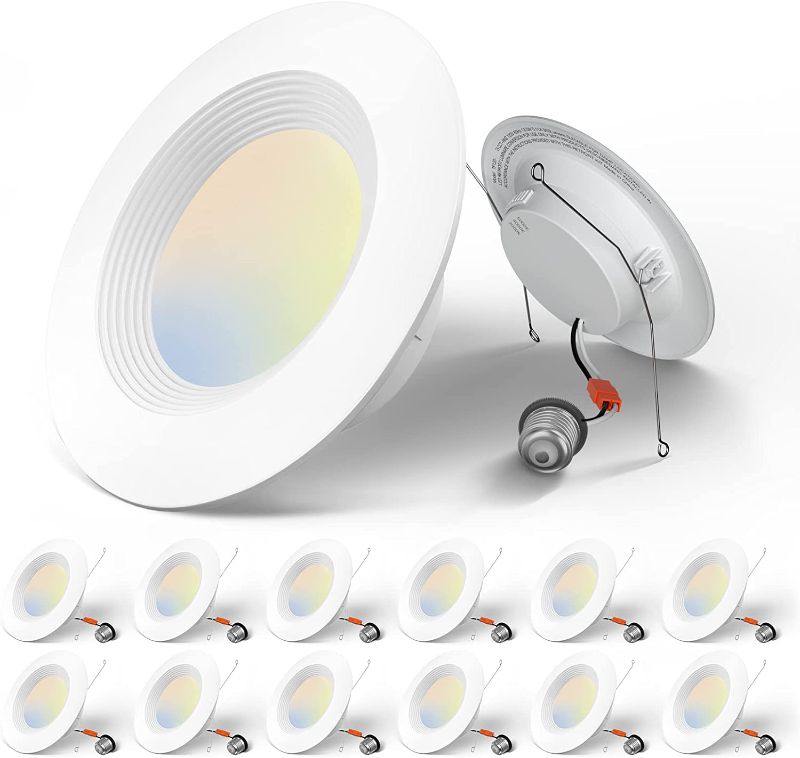 Photo 1 of Amico 5/6 inch 3CCT LED Recessed Lighting 12 Pack, Dimmable, IC & Damp Rated