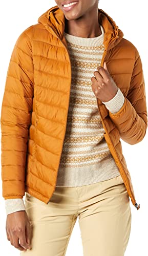 Photo 1 of [Size Large] Amazon Essentials Women's Lightweight Long-Sleeve Full-Zip Water-Resistant Packable Hooded Puffer Jacket [Tan]