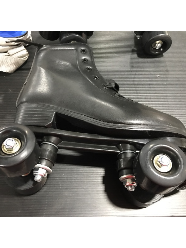 Photo 4 of [Size 7.5] Women's Roller Skates Classic Leather High Top Double Row Skates Four-Wheel [Black]