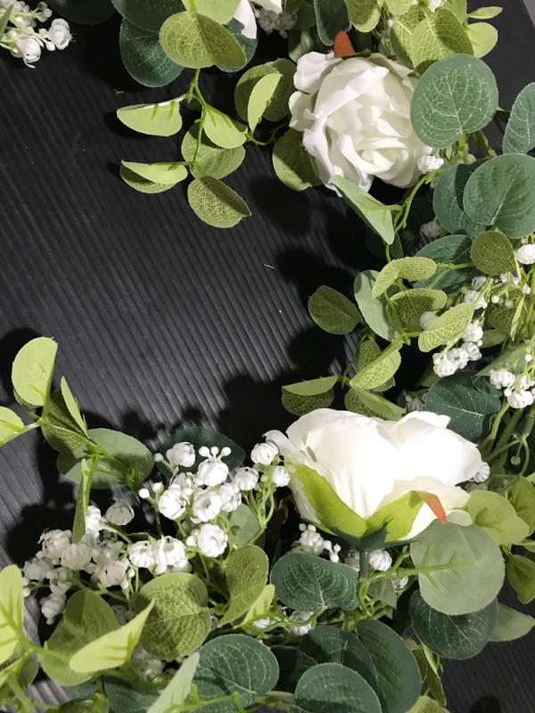 Photo 2 of 5ft White Rose Garland Artificial Floral Decor