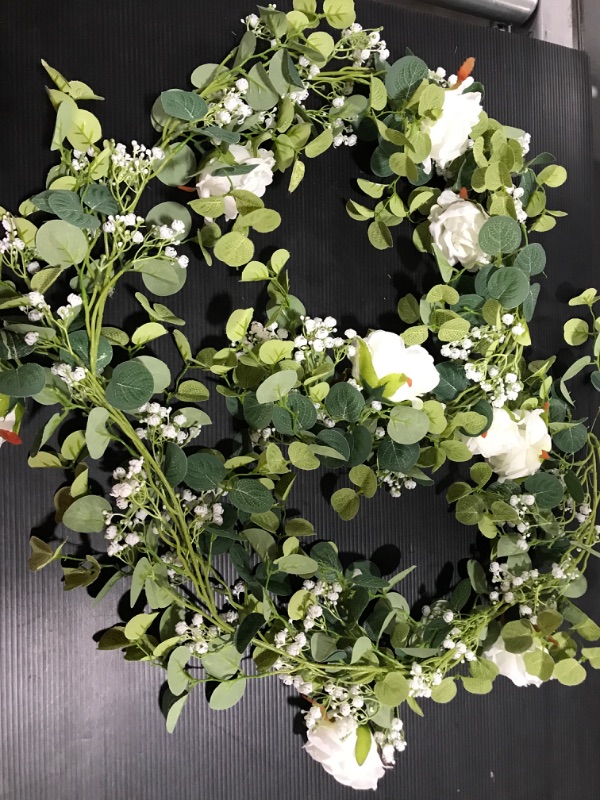 Photo 3 of 5ft White Rose Garland Artificial Floral Decor