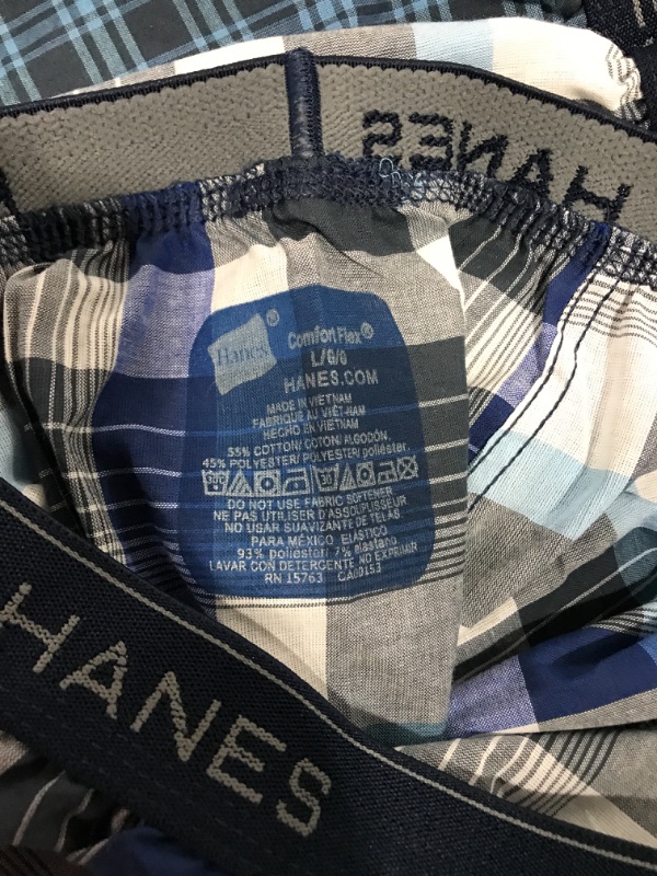 Photo 4 of [6 Pack] [Size L] Hanes Ultimate Men's Woven Boxers Pack, Moisture-Wicking Plaid, Cotton-Blend, Multipack