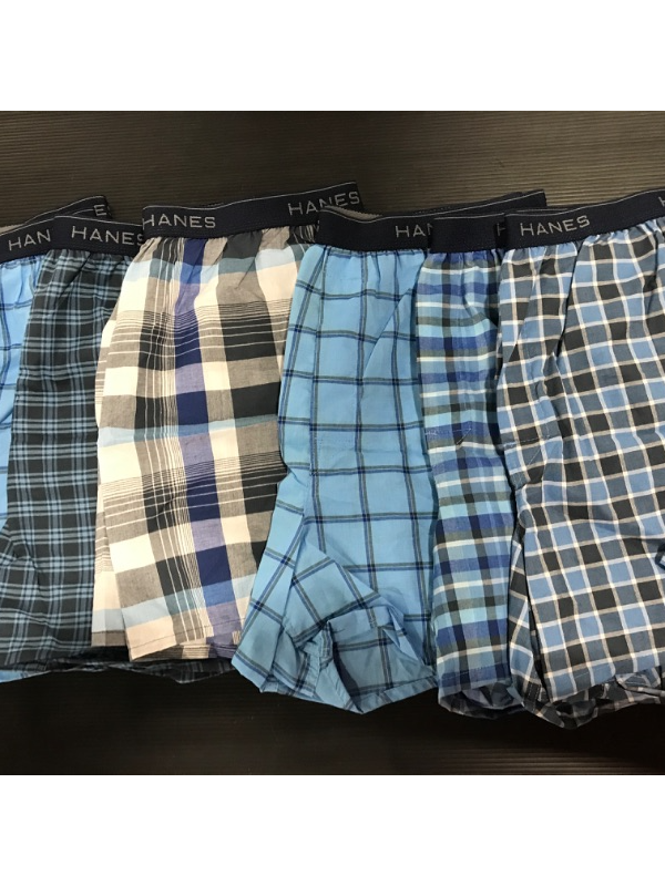 Photo 5 of [6 Pack] [Size L] Hanes Ultimate Men's Woven Boxers Pack, Moisture-Wicking Plaid, Cotton-Blend, Multipack