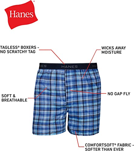 Photo 1 of [6 Pack] [Size L] Hanes Ultimate Men's Woven Boxers Pack, Moisture-Wicking Plaid, Cotton-Blend, Multipack