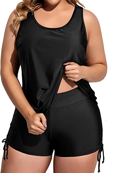 Photo 1 of [Size 14W] Holipick Women's- 3 Piece Plus Size Tankini Swimsuits with Tummy Control