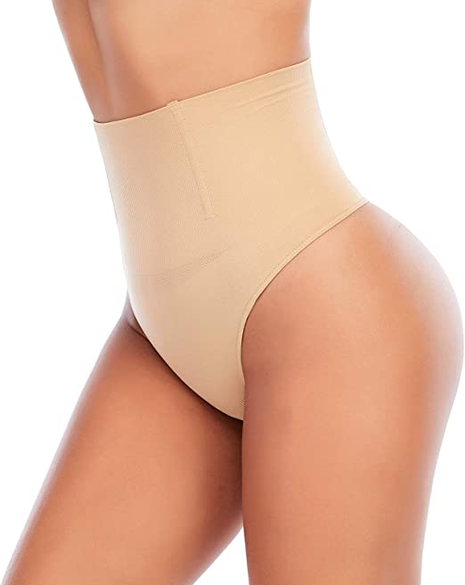 Photo 3 of [Size XS] Tummy Control Thong Shapewear for Women Seamless Shaping Thong Panties [Beige Mid Waist]