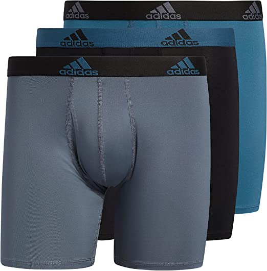 Photo 1 of [Size M] Adidas Men's Performance Boxer Brief Underwear (3-Pack) [Onix Grey/Black/Orbit Indigo Blue]