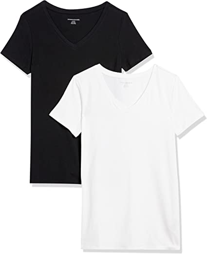Photo 1 of [Size L] Amazon Essentials Women's Classic-Fit Short-Sleeve V-Neck T-Shirt, Pack of 2