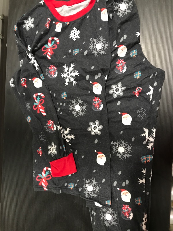 Photo 1 of [Size S] Men's 2 Piece PJ Set- Christmas/Santa in Grey with Red Cuffing