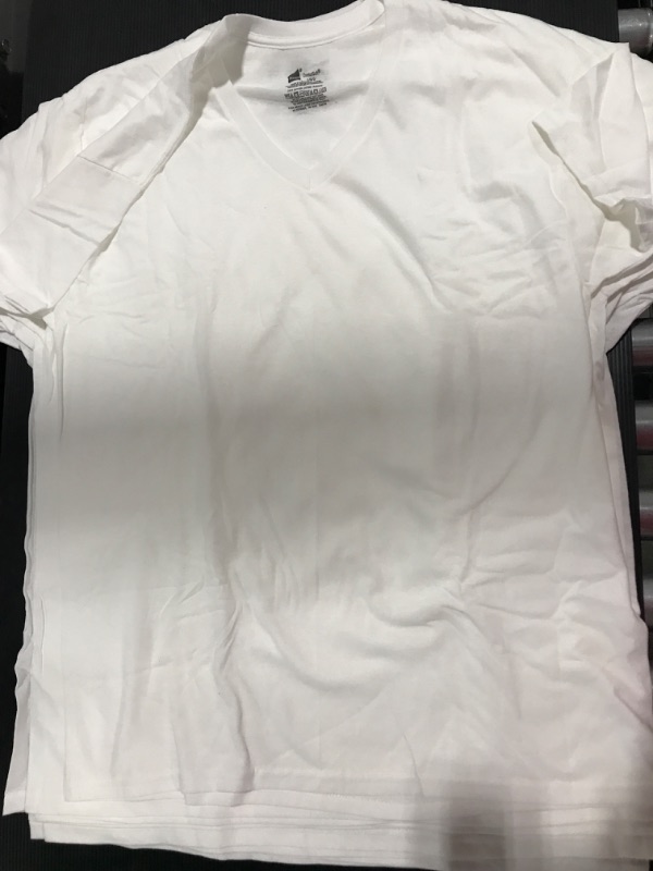 Photo 3 of [Size L] 6 Pack- Hanes Men's Tagless Cotton V-Neck Undershirt – White