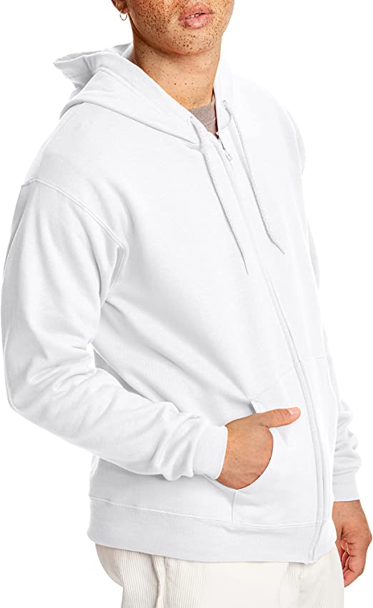 Photo 2 of [Size M] Hanes Men's Full-Zip Eco-Smart Hoodie [White]