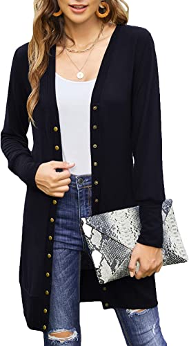 Photo 1 of [Size 2XL] Halife Womens Long Sleeve Cardigans Lightweight Ribbed Neckline Soft Knit Cardigan Sweater with Buttons