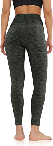 Photo 1 of [Size M] ODODOS Women's Cross Waist Yoga Leggings with Inner Pocket, Sports Gym Workout Running Pants -Inseam 25" /28"- SpaceDye Charcoal