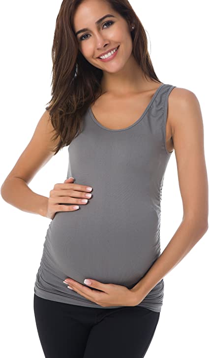 Photo 1 of [Size L] Hofish Women's Sleeveless Nursing Maternity Tank Top Cami- 2 Pack- Black and Grey