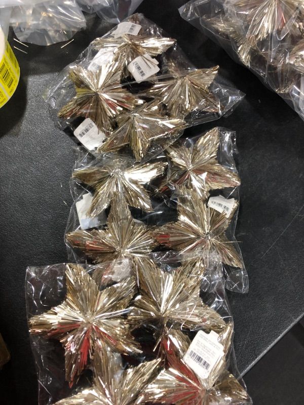 Photo 1 of 12 pack Tinsel Stars Christmas Tree Ornament S Blush - Wondershop™
