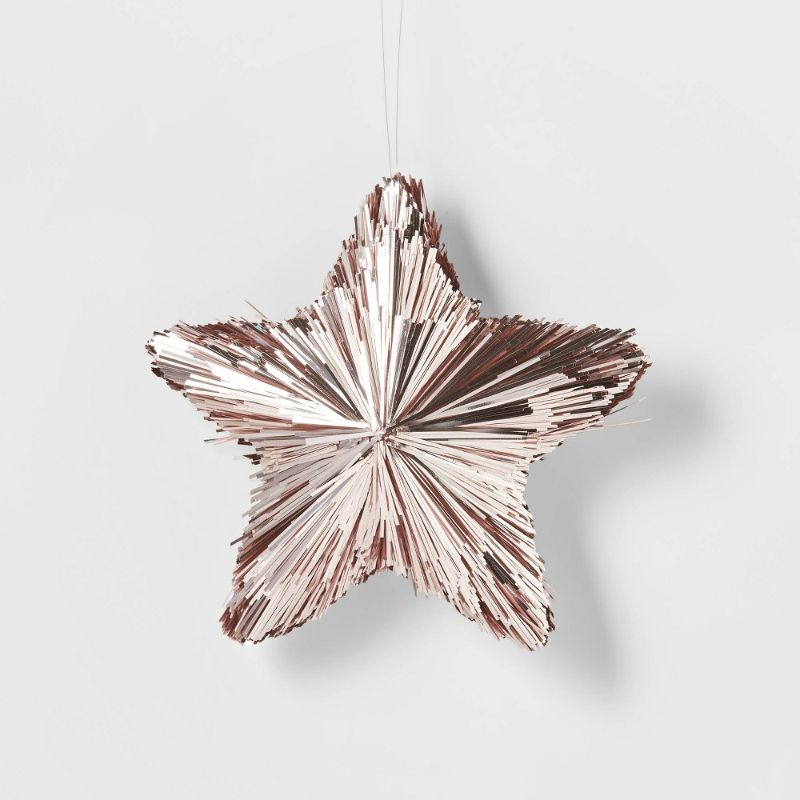 Photo 1 of 12 pack Tinsel Stars Christmas Tree Ornament S Blush - Wondershop™
