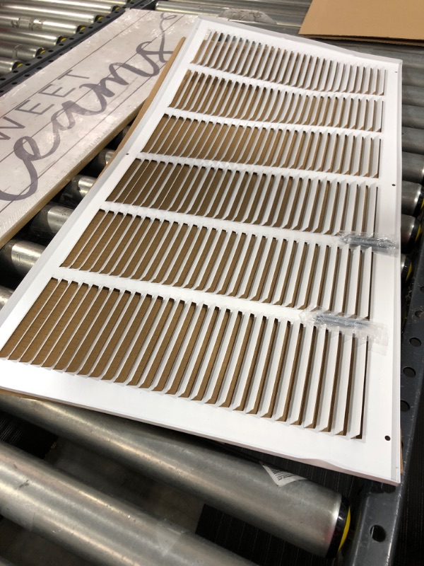 Photo 2 of 30"W x 14"H [Duct Opening Measurements] Steel Return Air Grille (HD Series) Vent Cover Grill for Sidewall and Ceiling, White | Outer Dimensions: 31.75"W X 15.75"H for 30x14 Duct Opening
