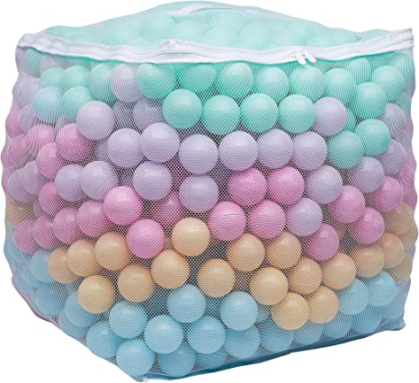 Photo 1 of Amazon Basics BPA Free Crush-Proof Plastic Ball Pit Balls with Storage Bag (1000 Balls), Toddlers Kids 12+ Months, 6 Pastel Colors 