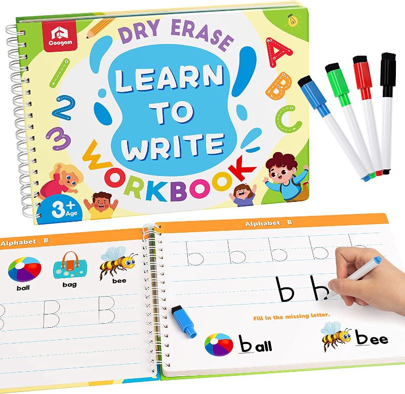 Photo 1 of Coogam Learn to Write Workbook, Numbers Letters Practicing Book, ABC Alphabet Sight Words Handwriting Educational Montessori Toy