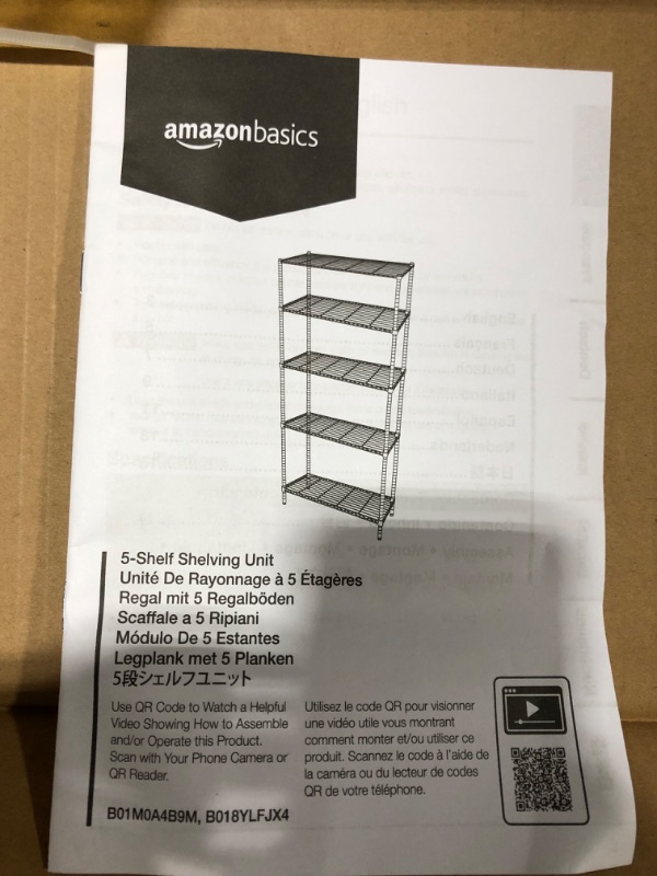 Photo 4 of Amazon Basics 5-Shelf Adjustable, Heavy Duty Storage Shelving Unit (350 lbs loading capacity per shelf), Steel Organizer Wire Rack, Chrome (36L x 14W x 72H)
