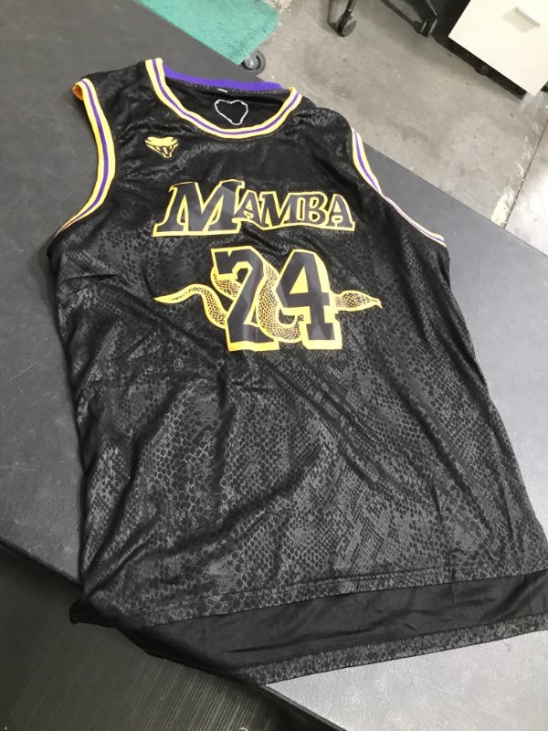 Photo 2 of Black Snakeskin Farewell Tribute Stitched Mamba # 24 Basketball Jersey for Mens LARGE 
