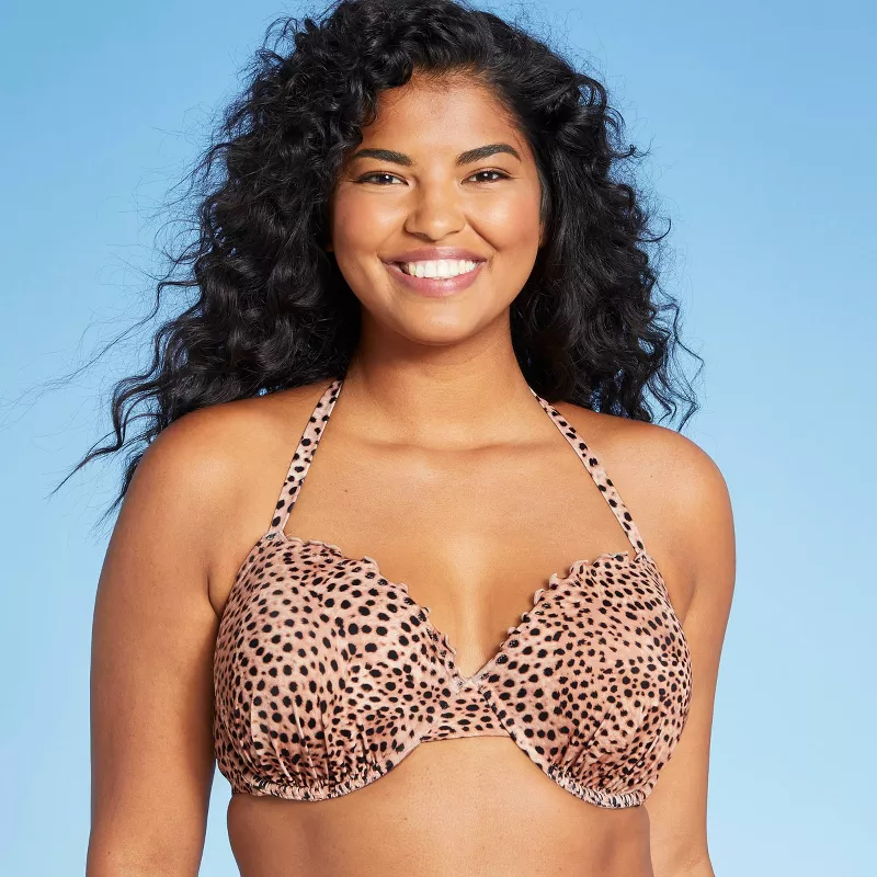 Photo 1 of 34C Women's Lightly Lined Ruffle Bikini Top - Shade & Shore™