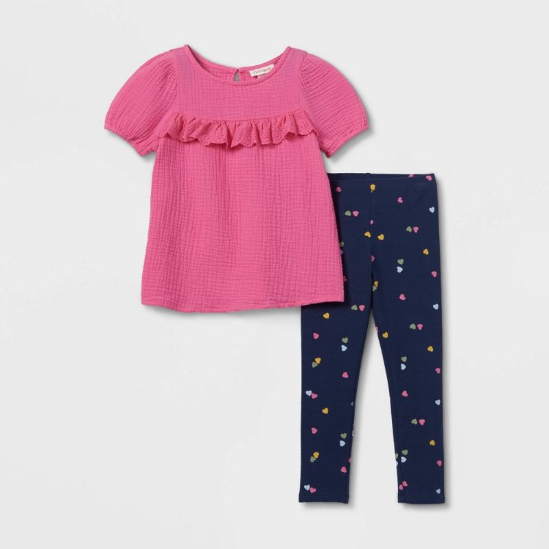 Photo 1 of 3T Toddler Girls' Short Sleeve Top & Heart Leggings Set - Cat & Jack™
