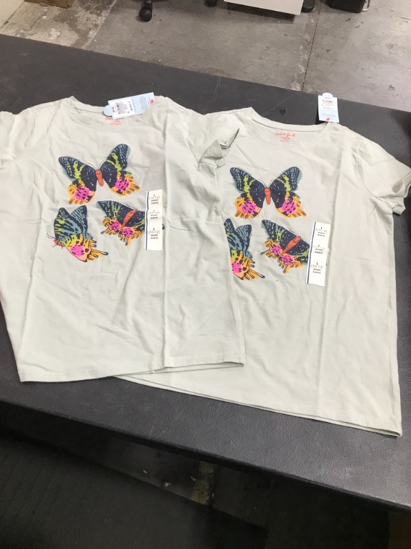 Photo 2 of 2 pack Large 10/12 Girls 'Butterflies' Short Sleeve Graphic T-Shirt - Cat & Jack™

