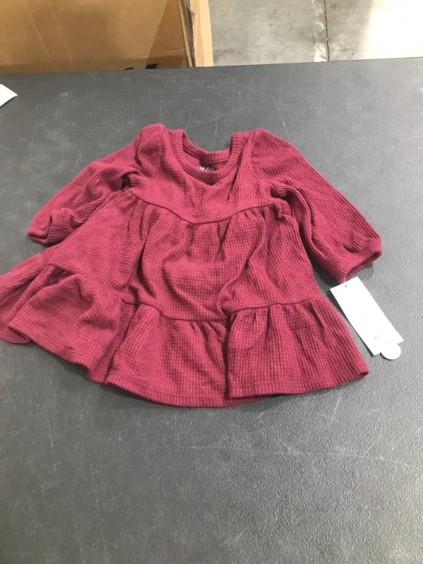 Photo 2 of 12M Toddler Girls' Tiered Cozy Waffle Long Sleeve Dress - Cat & Jack™ Burgundy

