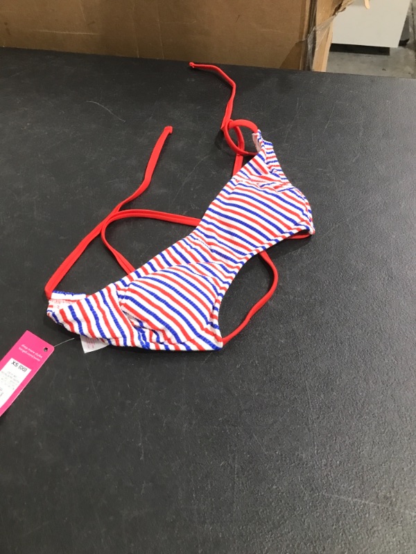 Photo 2 of XS Juniors' Ribbed Bralette Bikini Top - Xhilaration™ Red/White/Blue Stripe
