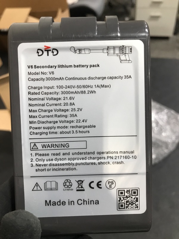 Photo 2 of 21.6V 3500mAh Replacement Battery Compatible for V6 SV04 SV03 DC58 DC59 DC61 DC62 Animal DC72 Series Handheld Vacuum
