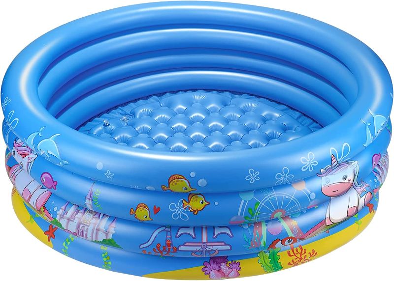 Photo 1 of AstarX Inflatable Pool for Kids, 4 Rings 48”X17” Kiddie Swimming Pools for Summer Outside Party Toys
